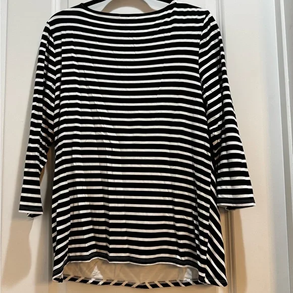 Chico’s Black/white Chevron Stripes V-Neck 3/4 Sleeve Sz2(L) Armpit To Armpit20” - Picture 7 of 7